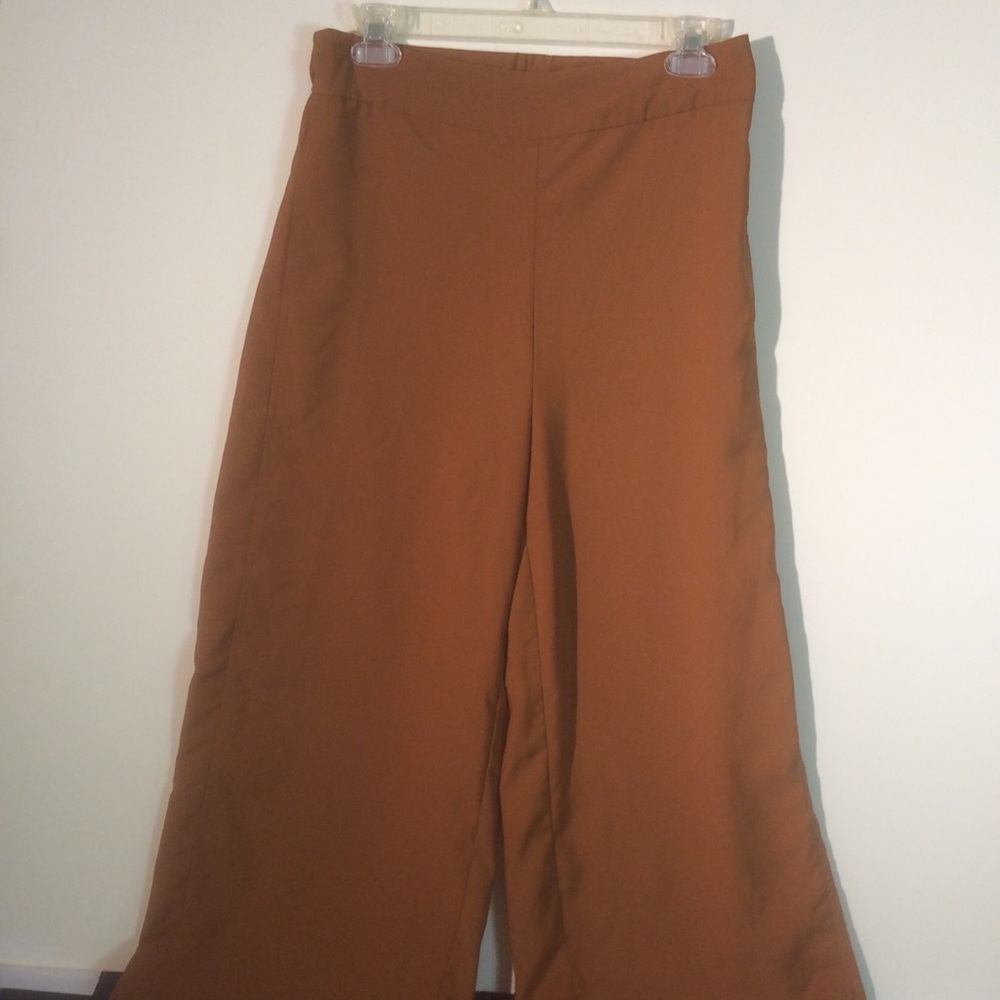 Madewell Pants Brown Ocher Redish Solid 12" Wide Leg Elastic Waist Relaxed Fit